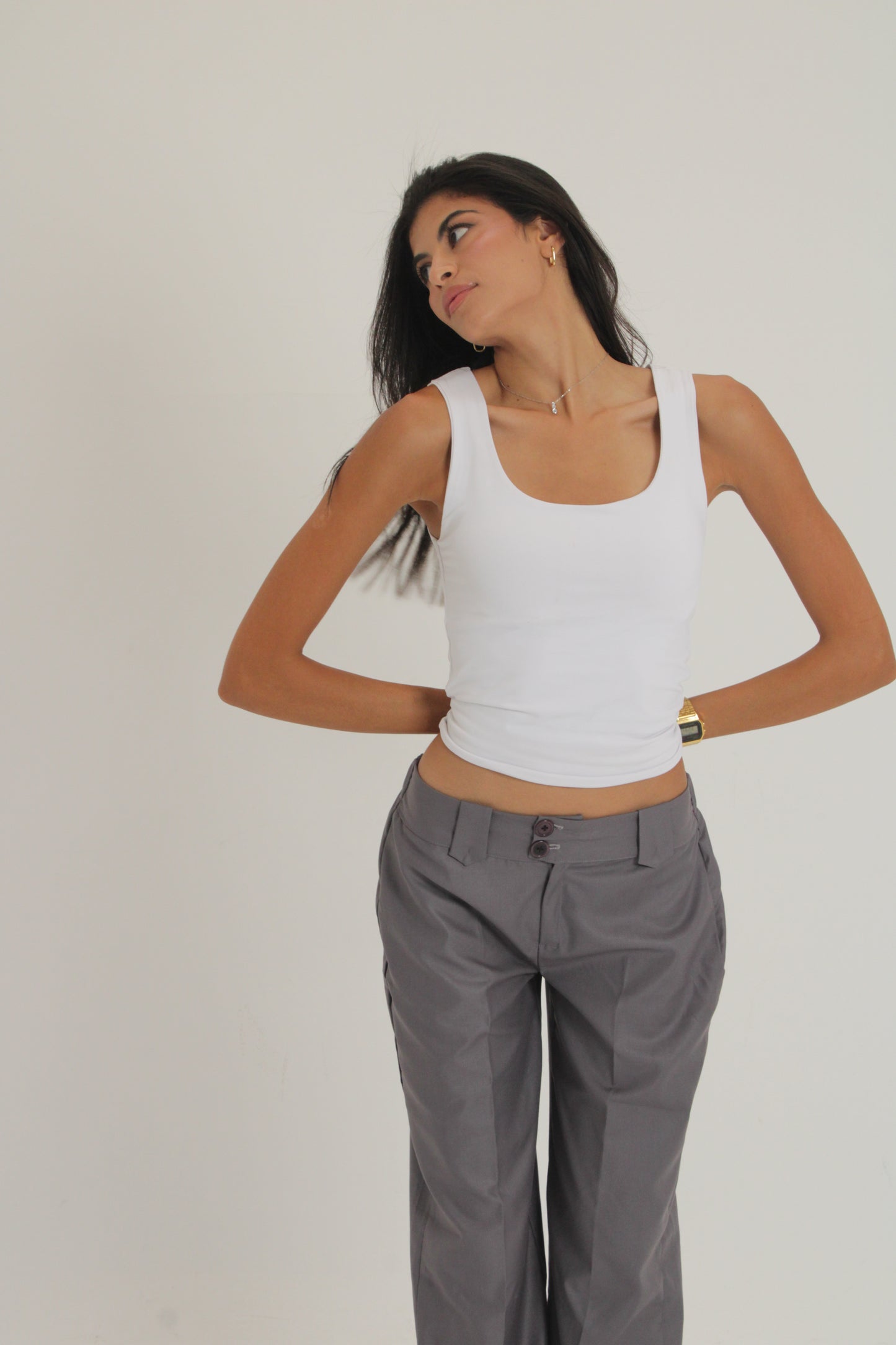 Grey Fitted Pants