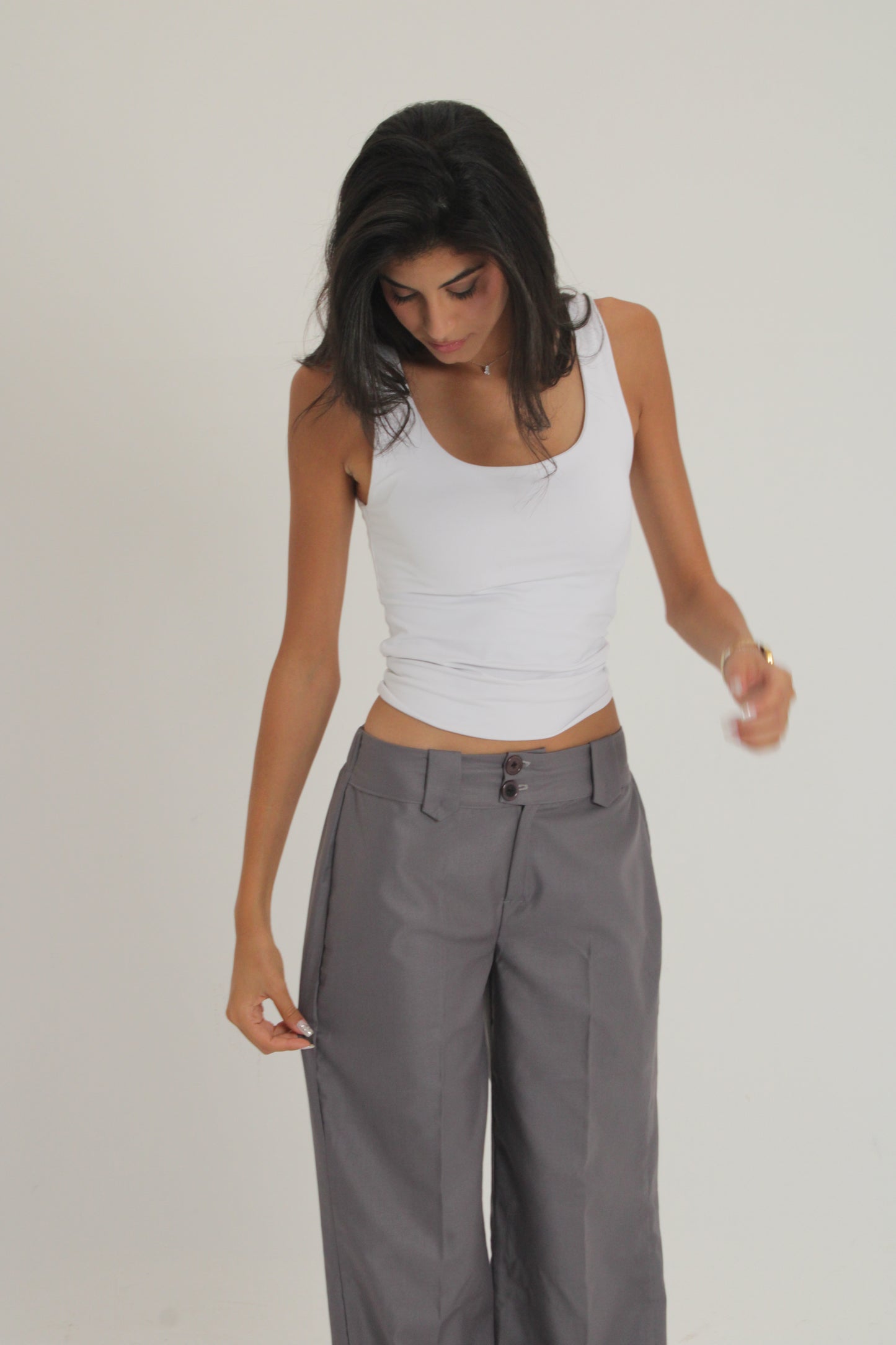 Grey Fitted Pants
