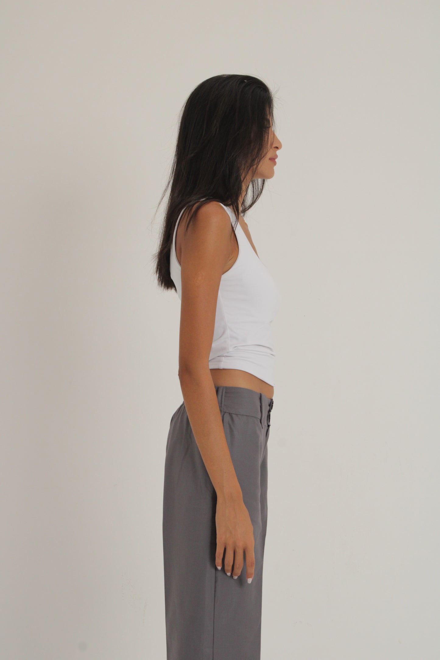 Grey Fitted Pants
