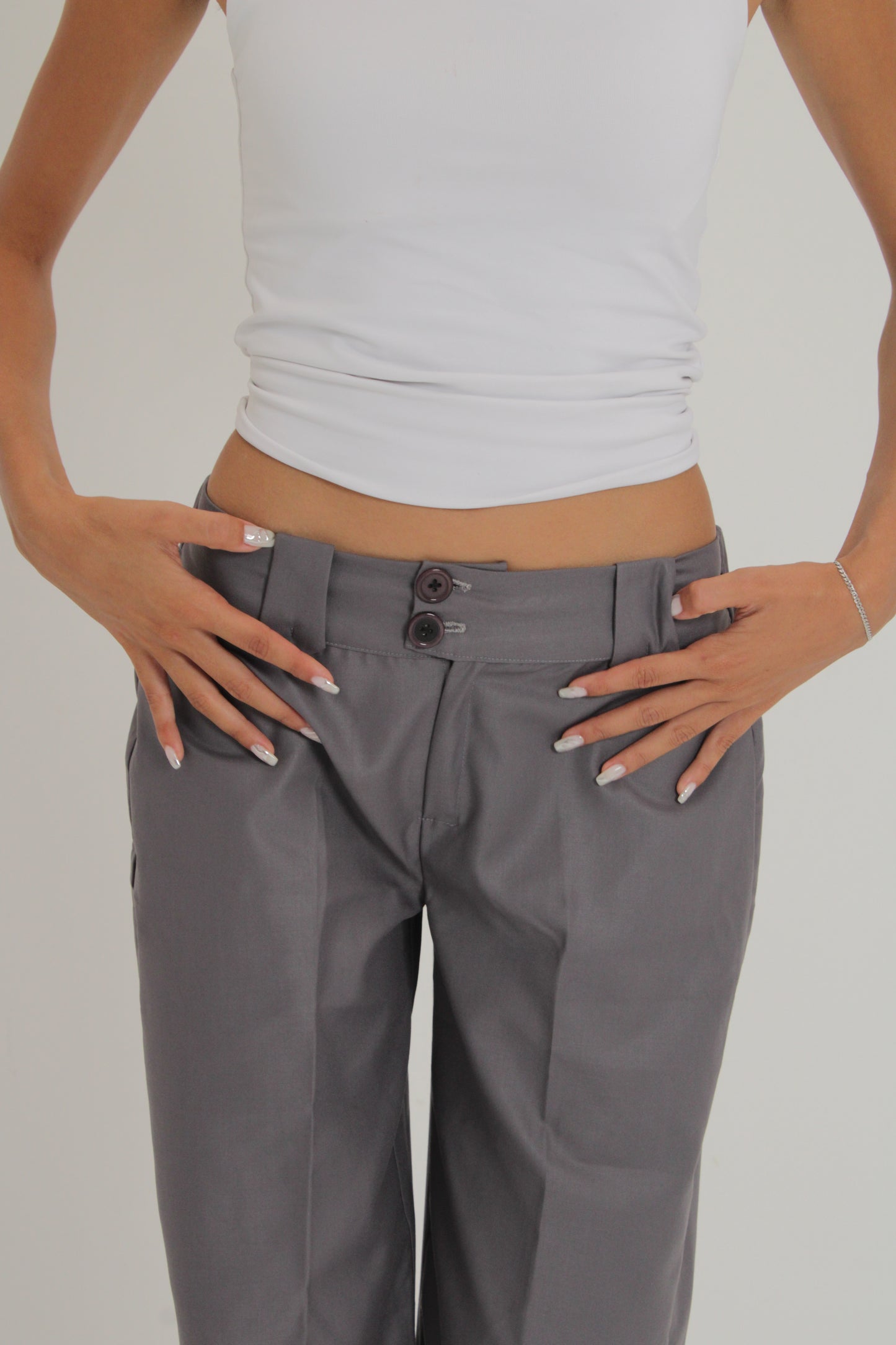 Grey Fitted Pants
