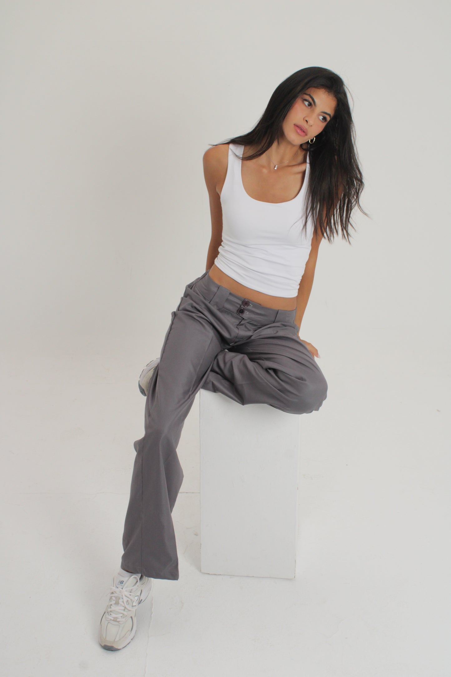 Grey Fitted Pants
