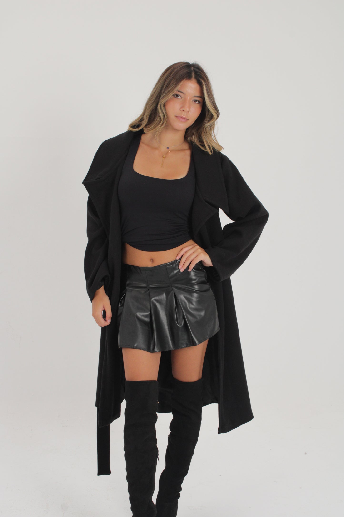 Pleated Leather Skirt